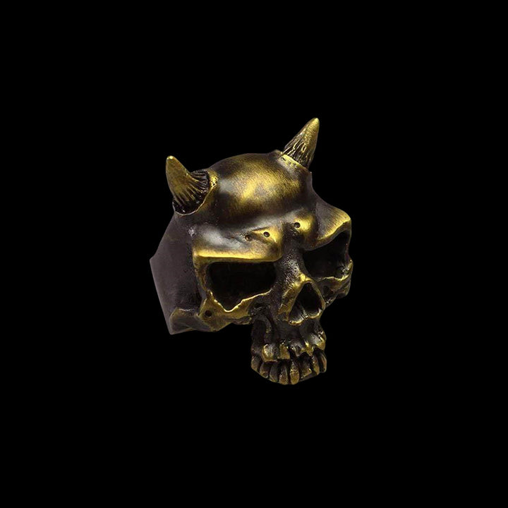 Horn Demon Skull 925 Sterling Silver Ring
