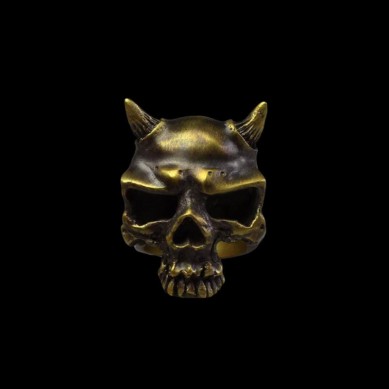 Horn Demon Skull 925 Sterling Silver Ring