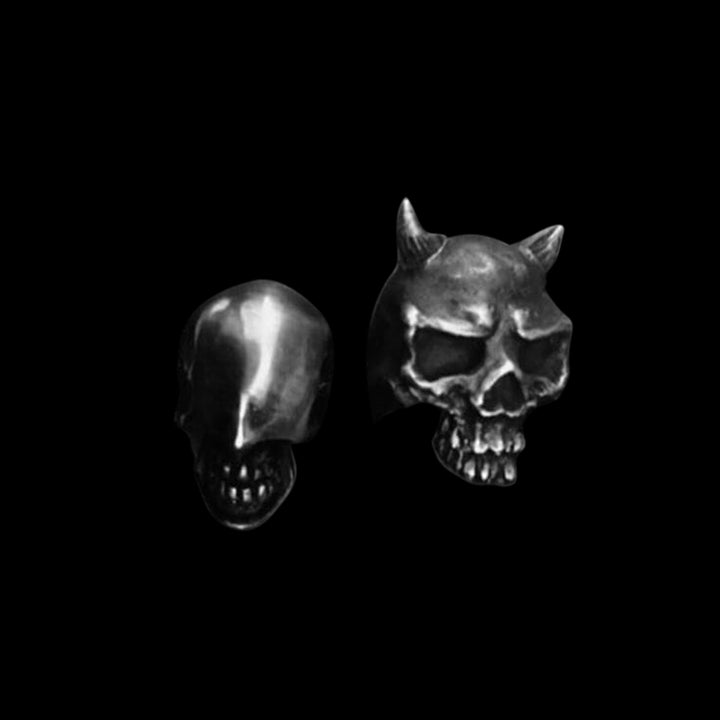 Horn Demon Skull 925 Sterling Silver Ring
