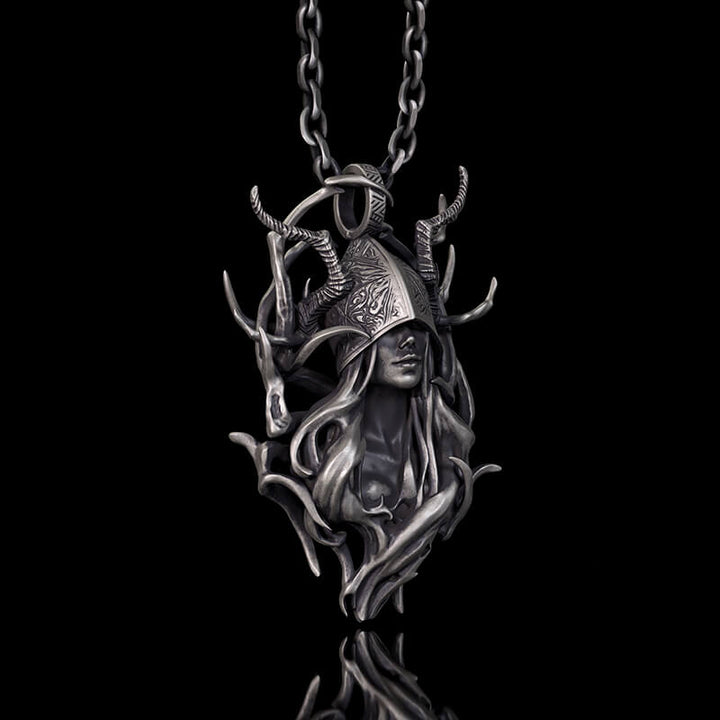 Horned Armor Witch Sterling Silver Pendant | RoyalLuster.com