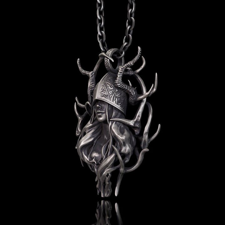 Horned Armor Witch Sterling Silver Pendant | RoyalLuster.com