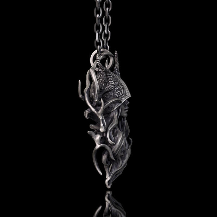 Horned Armor Witch Sterling Silver Pendant
