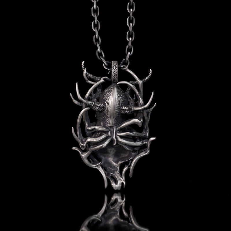 Horned Armor Witch Sterling Silver Pendant