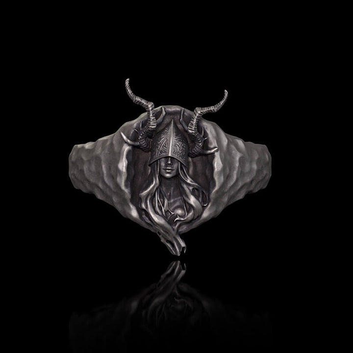 Horned Armor Witch Sterling Silver Ring | RoyalLuster.com