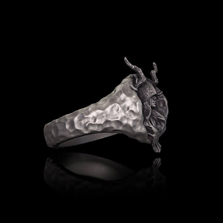 Horned Armor Witch Sterling Silver Ring | RoyalLuster.com