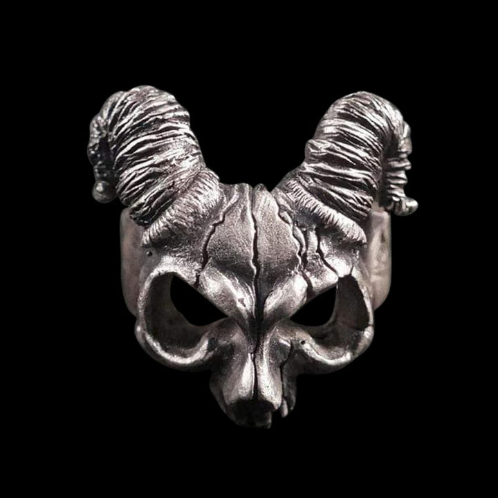 Horned Bone 925 Sterling Silver Skull Ring