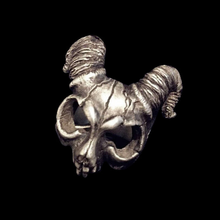 Horned Bone 925 Sterling Silver Skull Ring