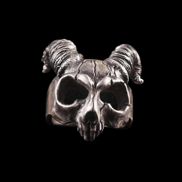 Horned Bone 925 Sterling Silver Skull Ring