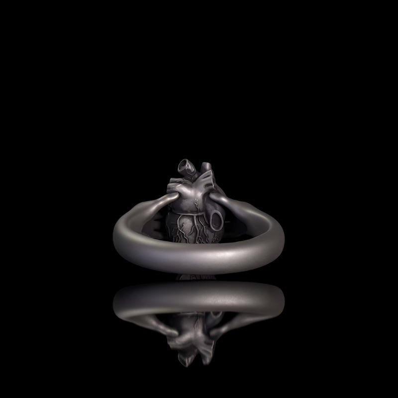 Horror Hands Holding A Heart Sterling Silver Ring