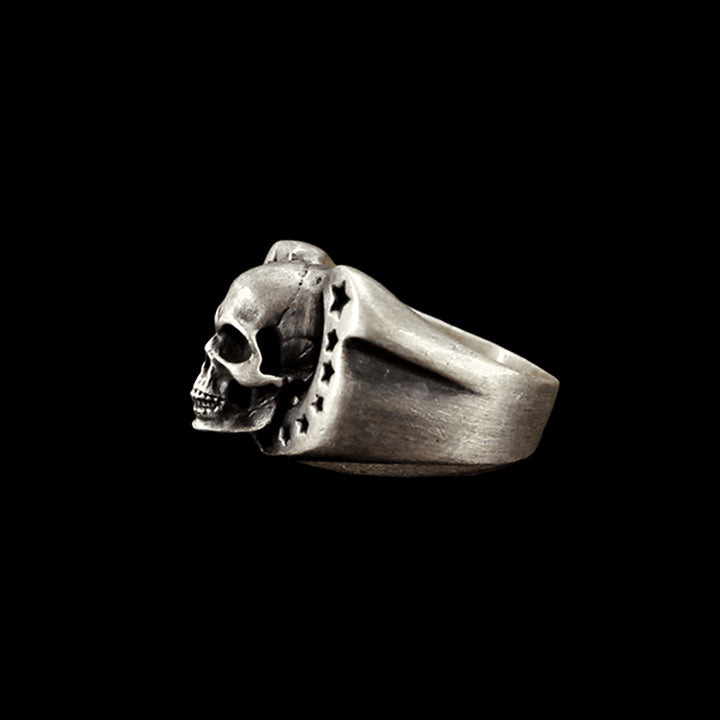 Horseshoe Skull 925 Sterling Silver Biker Ring