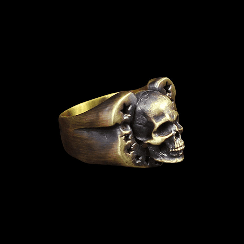 Horseshoe Skull 925 Sterling Silver Biker Ring