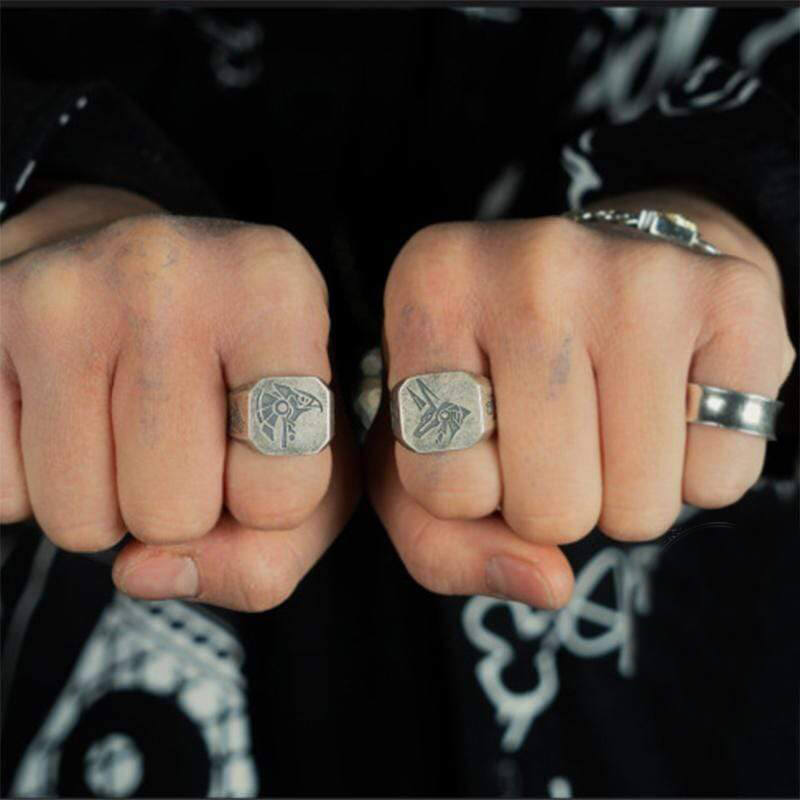 Horus And Anubis 925 Sterling Silver Ring