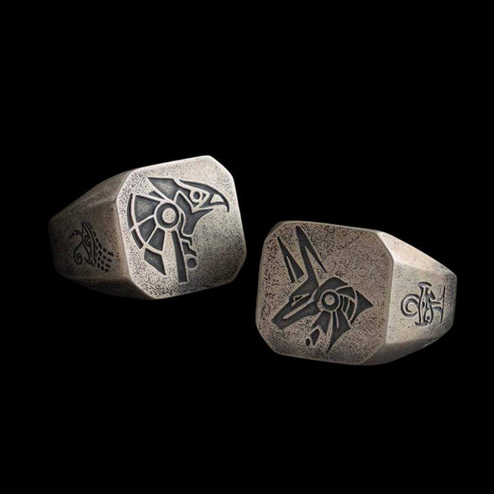 Horus And Anubis 925 Sterling Silver Ring