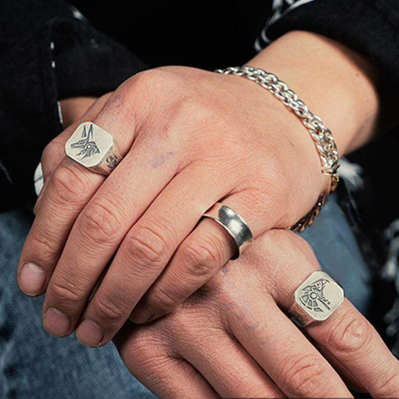 Horus And Anubis 925 Sterling Silver Ring