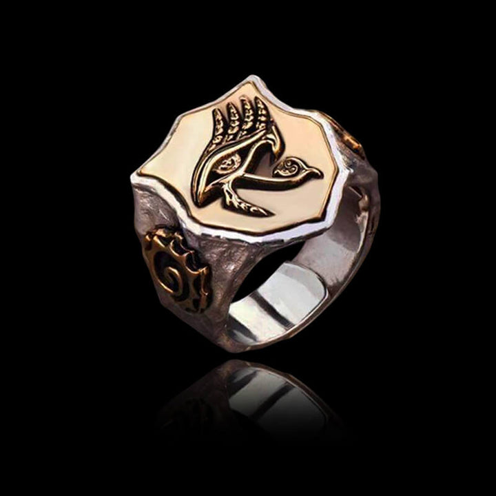 Horus Eyes 925 Sterling Silver Egypt Mythology Ring