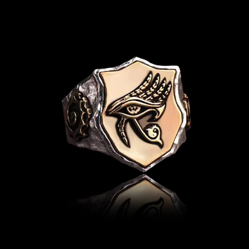 Horus Eyes 925 Sterling Silver Egypt Mythology Ring