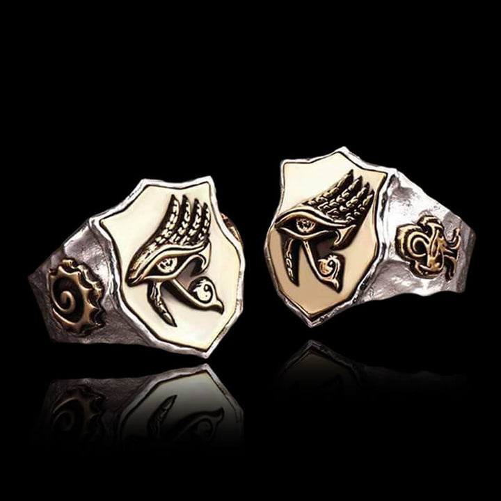 Horus Eyes 925 Sterling Silver Egypt Mythology Ring