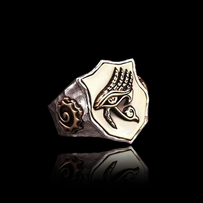 Horus Eyes 925 Sterling Silver Egypt Mythology Ring