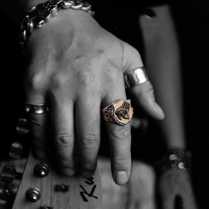 Horus Eyes 925 Sterling Silver Egypt Mythology Ring