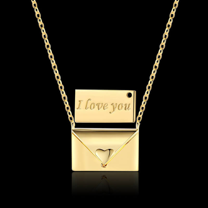 I Love You 925 Sterling Silver Envelope Necklace 03 | RoyalLuster.com