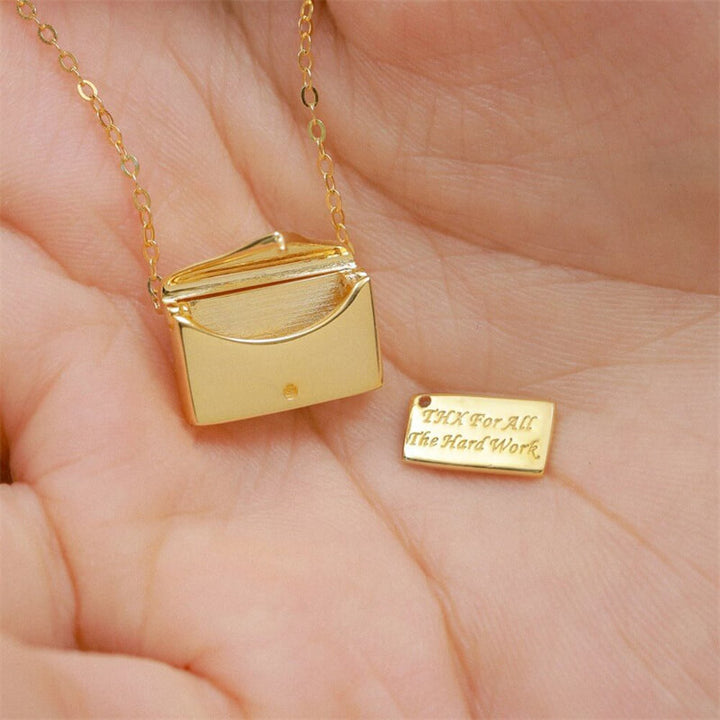 I Love You 925 Sterling Silver Envelope Necklace 04 | RoyalLuster.com