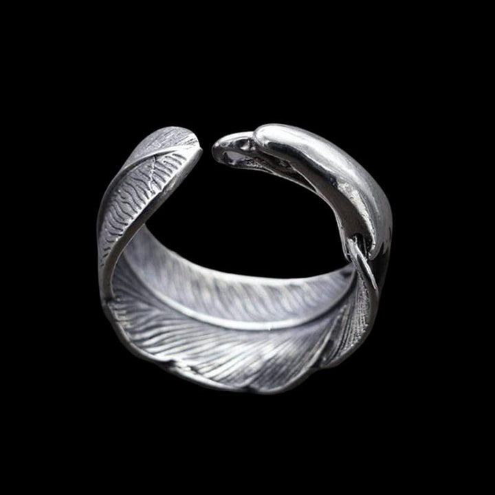 Indian Eagle Feather 925 Sterling Silver Animal Ring