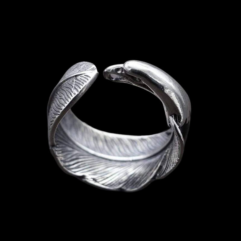 Indian Eagle Feather 925 Sterling Silver Animal Ring