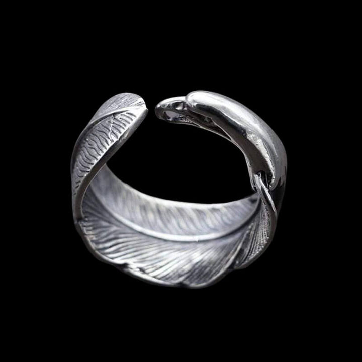 Indian Eagle Feather 925 Sterling Silver Animal Ring
