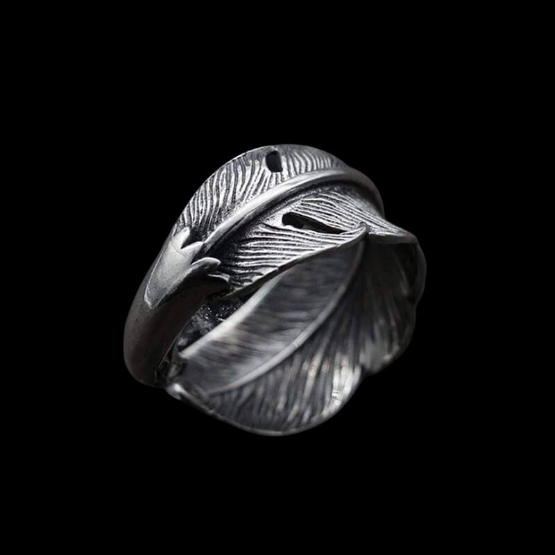 Indian Eagle Feather 925 Sterling Silver Animal Ring