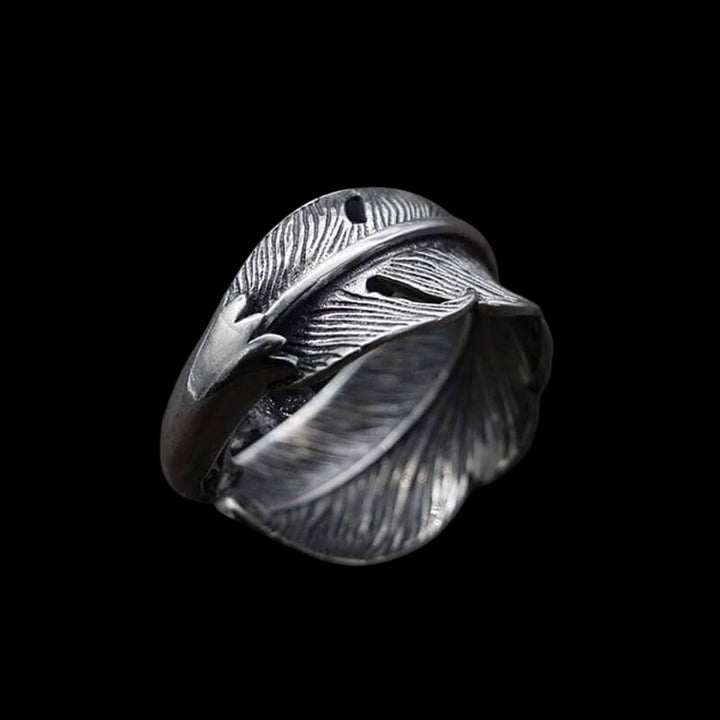 Indian Eagle Feather 925 Sterling Silver Animal Ring