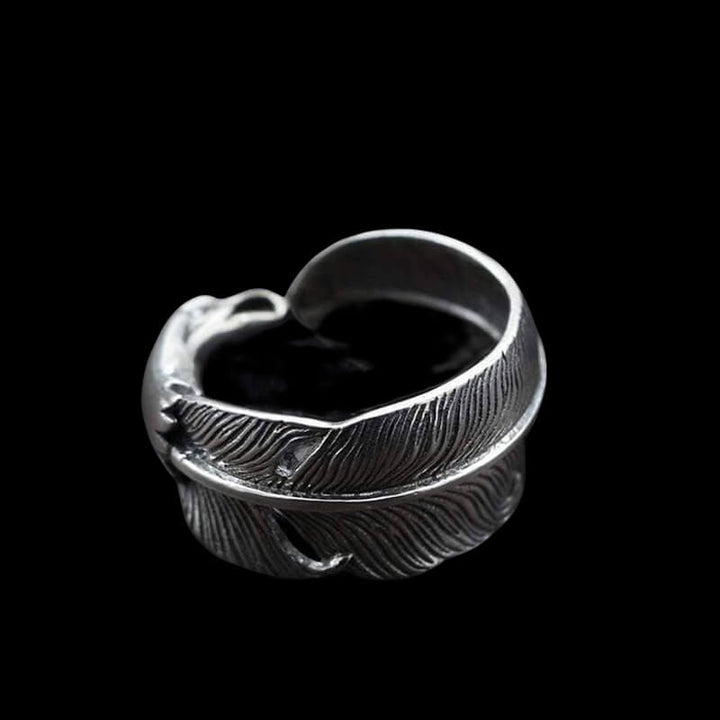 Indian Eagle Feather 925 Sterling Silver Animal Ring