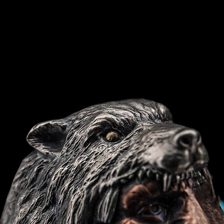 Indian Warrior Bear Head 925 Sterling Silver Ring