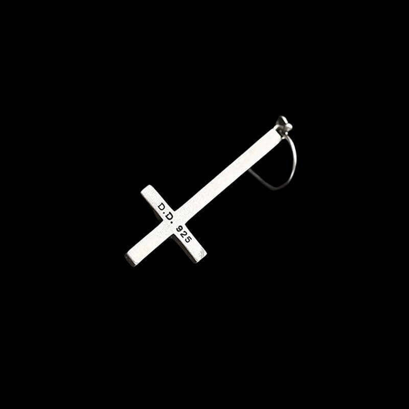 Inverted Cross 925 Sterling Silver Earrings