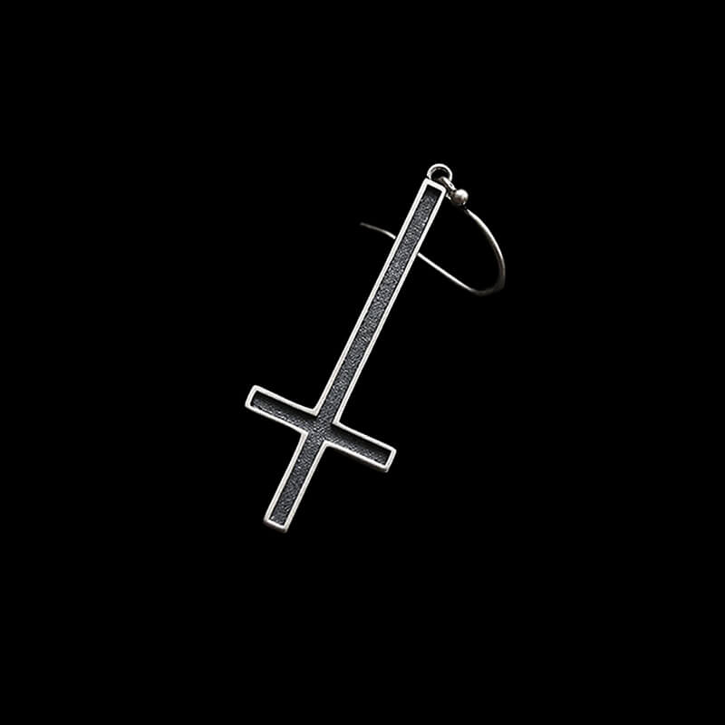 Inverted Cross 925 Sterling Silver Earrings