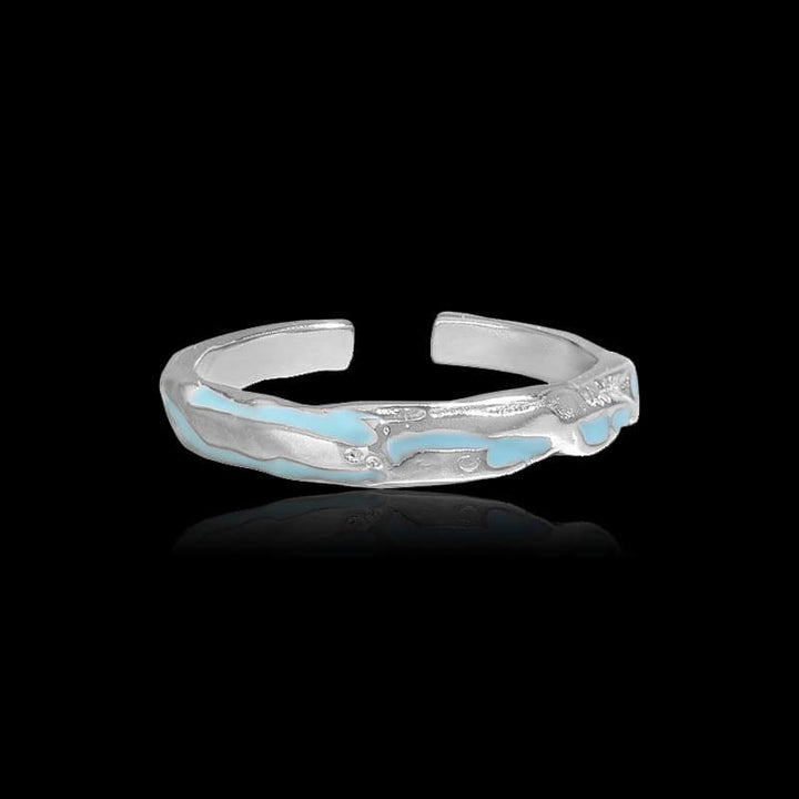 Irregular Drip Glaze 925 Sterling Silver Open Ring 03 | RoyalLuster.com