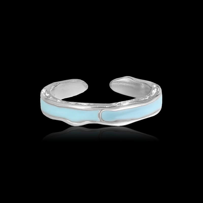 Irregular Drip Glaze 925 Sterling Silver Open Ring 01 | RoyalLuster.com