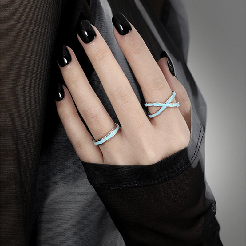 Irregular Drip Glaze 925 Sterling Silver Open Ring 02 | RoyalLuster.com