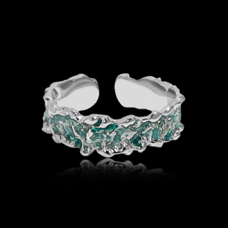 Irregular Drip Glaze 925 Sterling Silver Women's Ring 03 | RoyalLuster.com