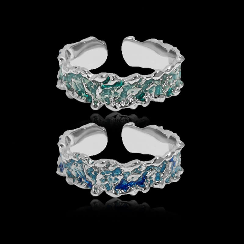 Irregular Drip Glaze 925 Sterling Silver Women's Ring 05 | RoyalLuster.com