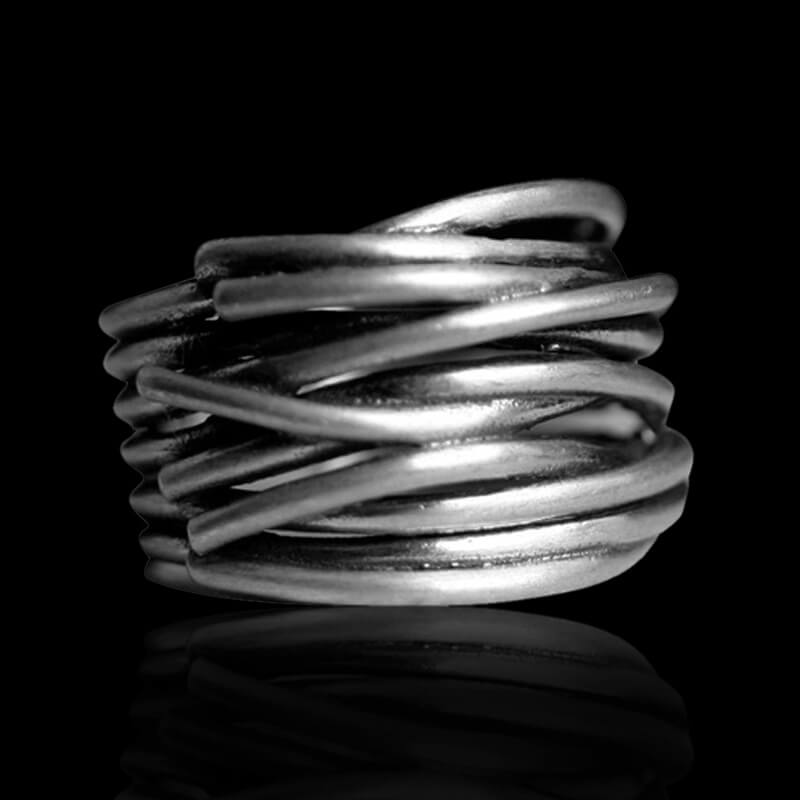 Irregular Lines Multilayer Winding 925 Sterling Silver Ring 01 | RoyalLuster.com