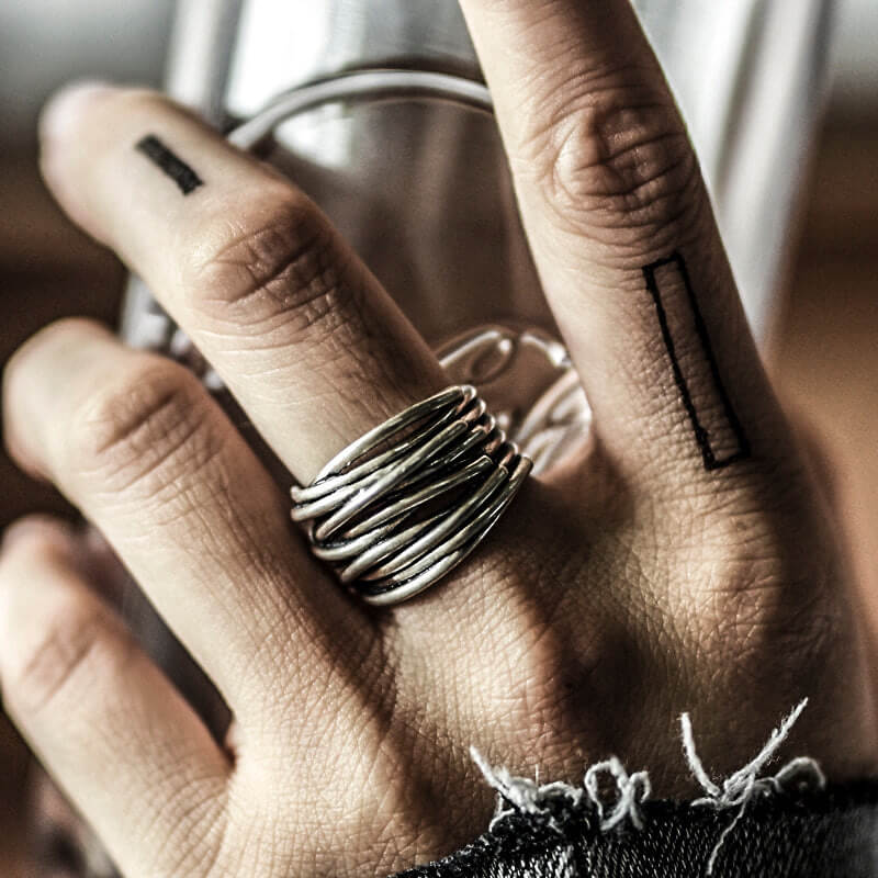 Irregular Lines Multilayer Winding 925 Sterling Silver Ring 02 | RoyalLuster.com