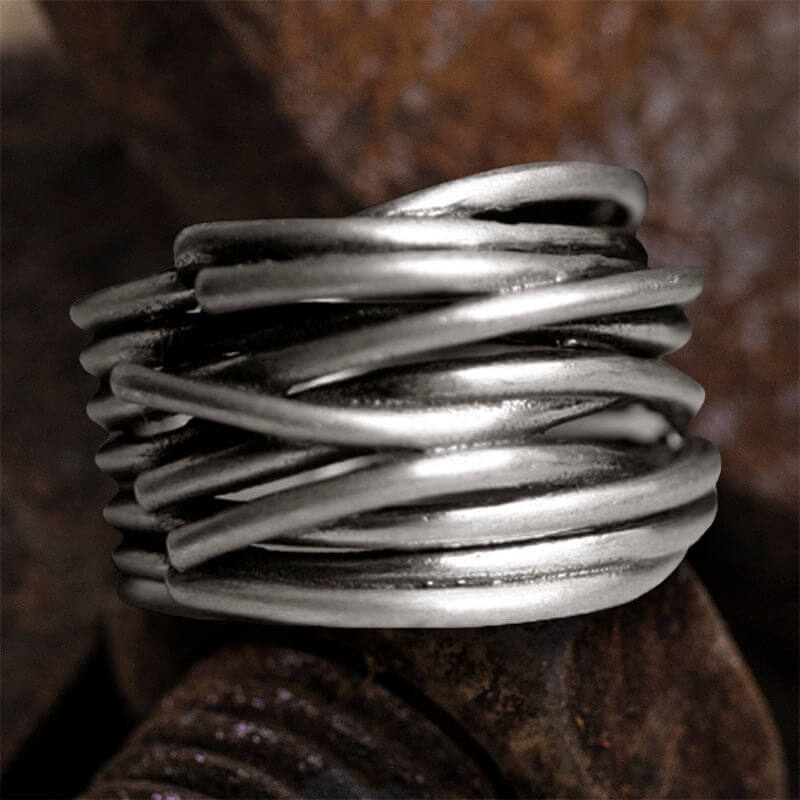 Irregular Lines Multilayer Winding 925 Sterling Silver Ring 03 | RoyalLuster.com