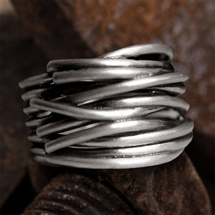 Irregular Lines Multilayer Winding 925 Sterling Silver Ring 03 | RoyalLuster.com