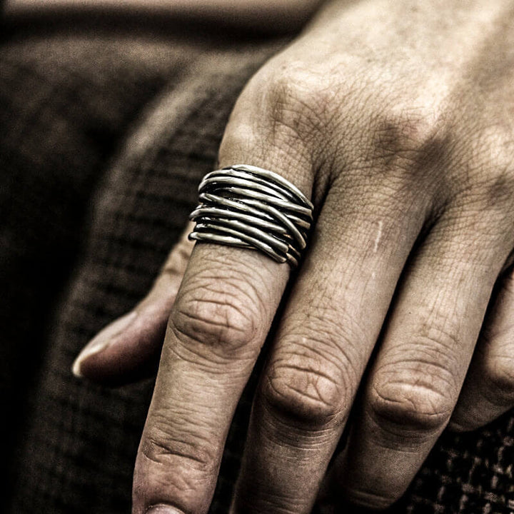 Irregular Lines Multilayer Winding 925 Sterling Silver Ring 04 | RoyalLuster.com
