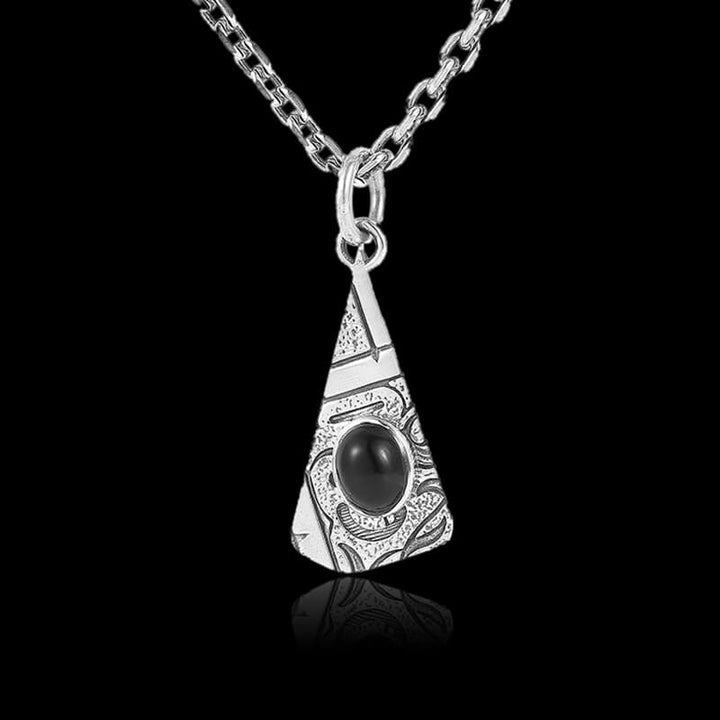 Irregular Playing Card Black Onyx 925 Sterling Silver Pendant 01 | RoyalLuster.com