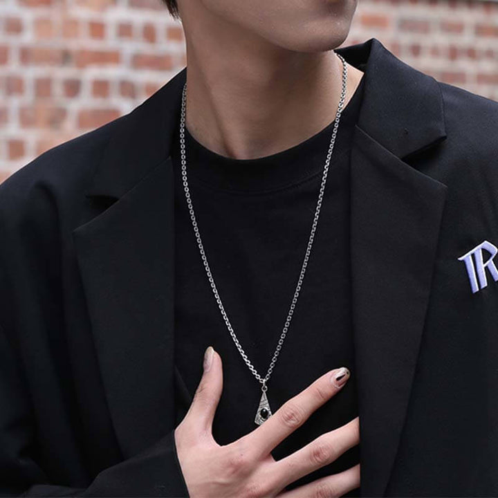 Irregular Playing Card Black Onyx 925 Sterling Silver Pendant 02 | RoyalLuster.com