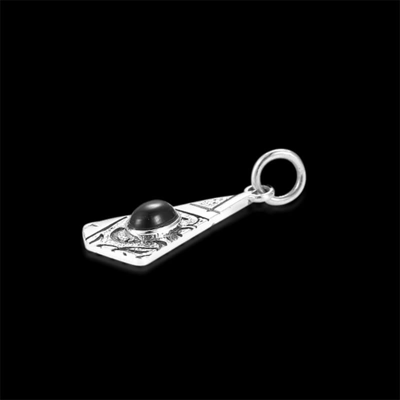 Irregular Playing Card Black Onyx 925 Sterling Silver Pendant 03 | RoyalLuster.com