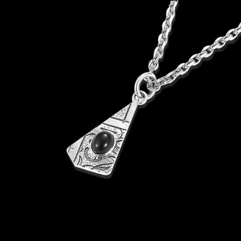 Irregular Playing Card Black Onyx 925 Sterling Silver Pendant 05 | RoyalLuster.com