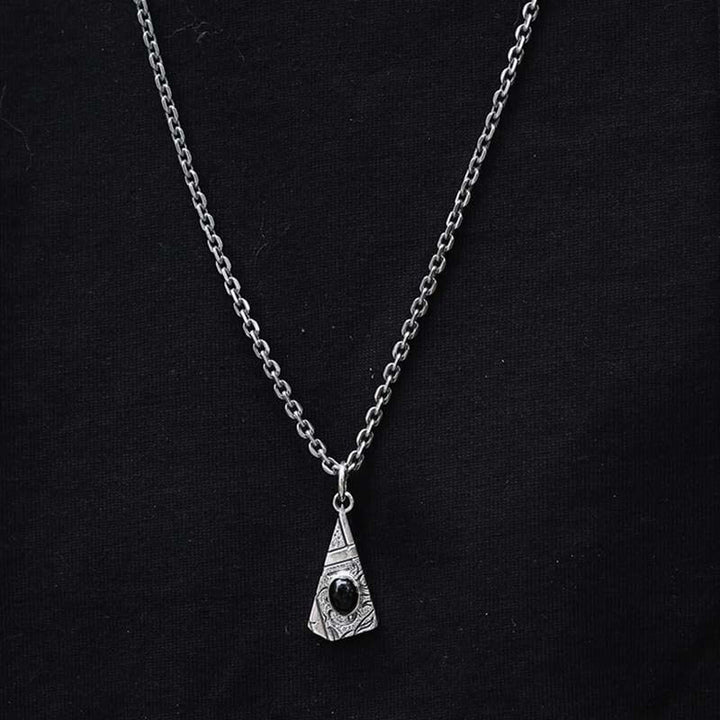 Irregular Playing Card Black Onyx 925 Sterling Silver Pendant