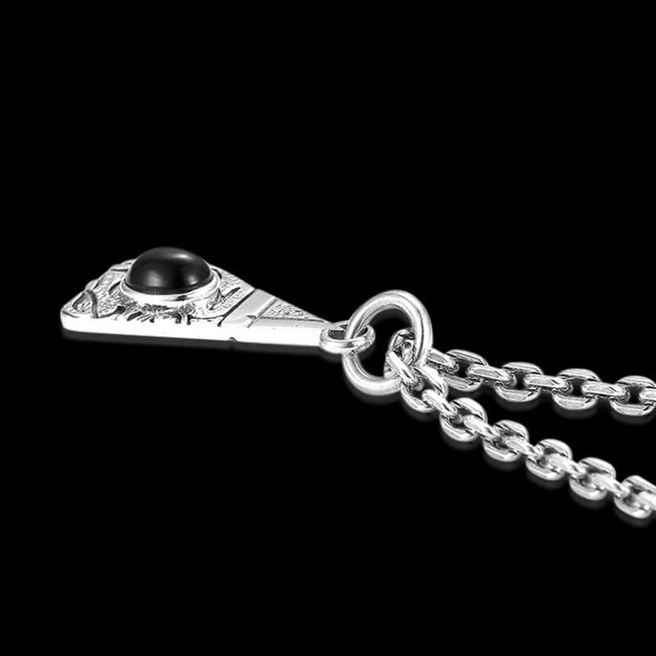 Irregular Playing Card Black Onyx 925 Sterling Silver Pendant